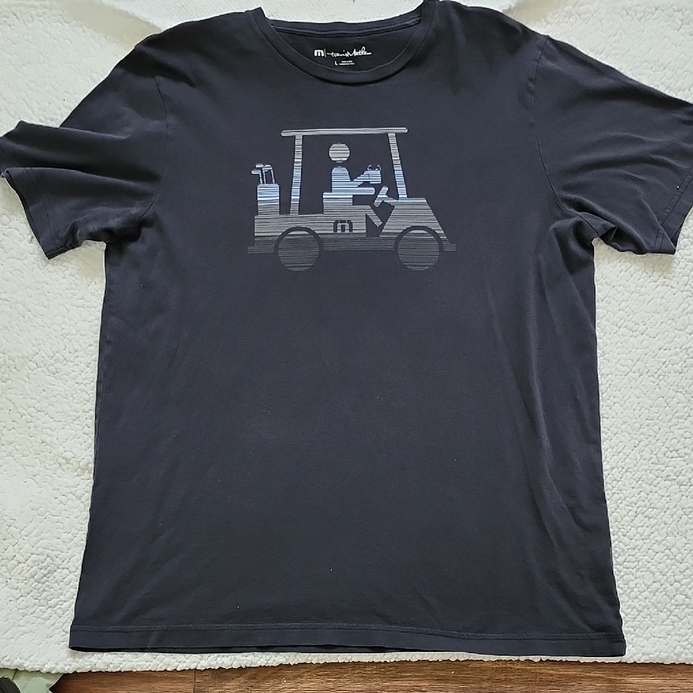 TravisMathew "Mapes" Golf Cart Beer Graphic Tee Black Sz L Golf Pima Cotton Soft